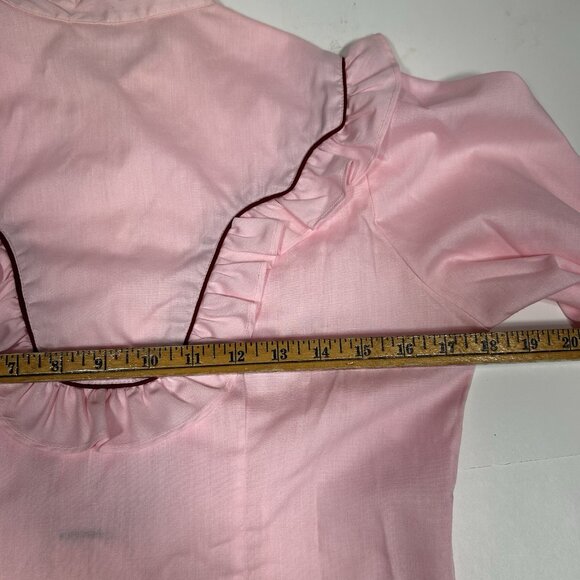 Vtg Fenton Western Women Prairiecore Ruffle Pearl Snap Shirt Top Pink Sz 14 Flaw - Picture 8 of 9